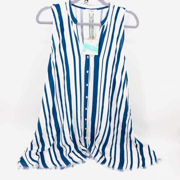 NWT Umgee Striped Navy White Striped Tunic Dress S - Picture 2 of 7